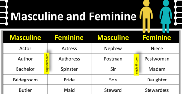 Masculine and Feminine | 100 Examples of Gender of Nouns