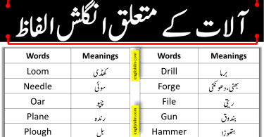 Tools ( آلات ) Vocabulary List In English With Meanings In Urdu