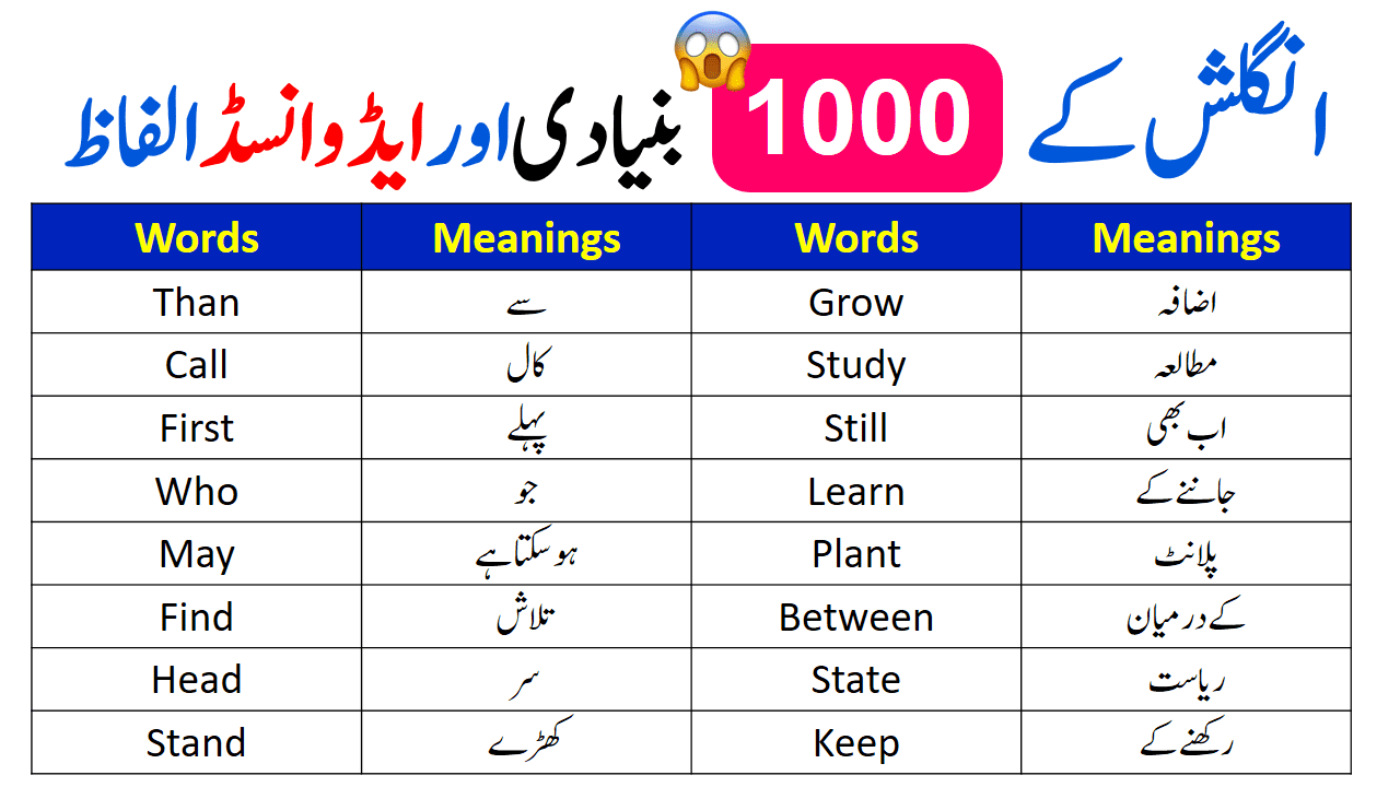 1000 Basic Vocabulary Words In English With Meanings | PDF