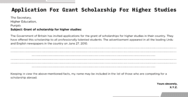 An Application For Grant Scholarship For Higher Studies | Method