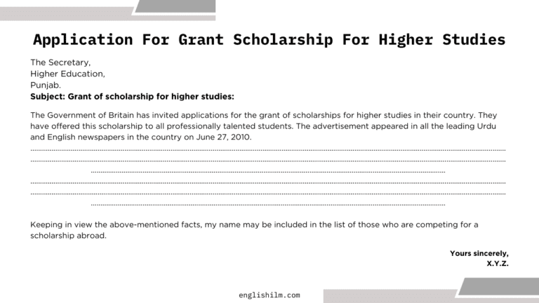 An Application For Grant Scholarship For Higher Studies | Method