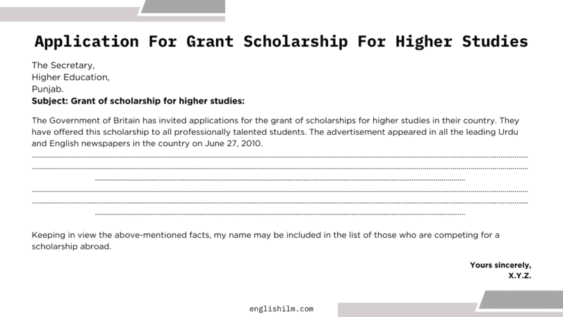 An Application For Grant Scholarship For Higher Studies | Method