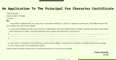 An Application To The Principal For Character Certificate | Method