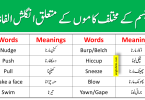 Body Actions And Movements Vocabulary In English With Urdu Meanings