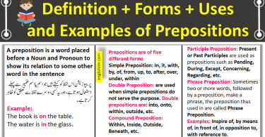 Preposition Definition and Forms With Uses and Examples In Urdu