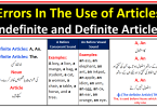 Errors In The Use Of Articles | Common Mistakes and Practices