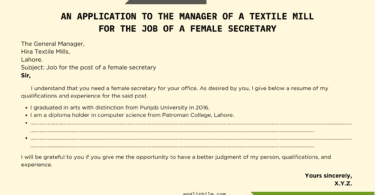 Solved Job Application For Female Secretary To The Manager of Mills