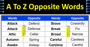 500+ A To Z Opposite Words List In English | Opposite Words