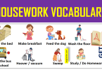 At Home / Housework Vocabulary Words List In English With Pictures