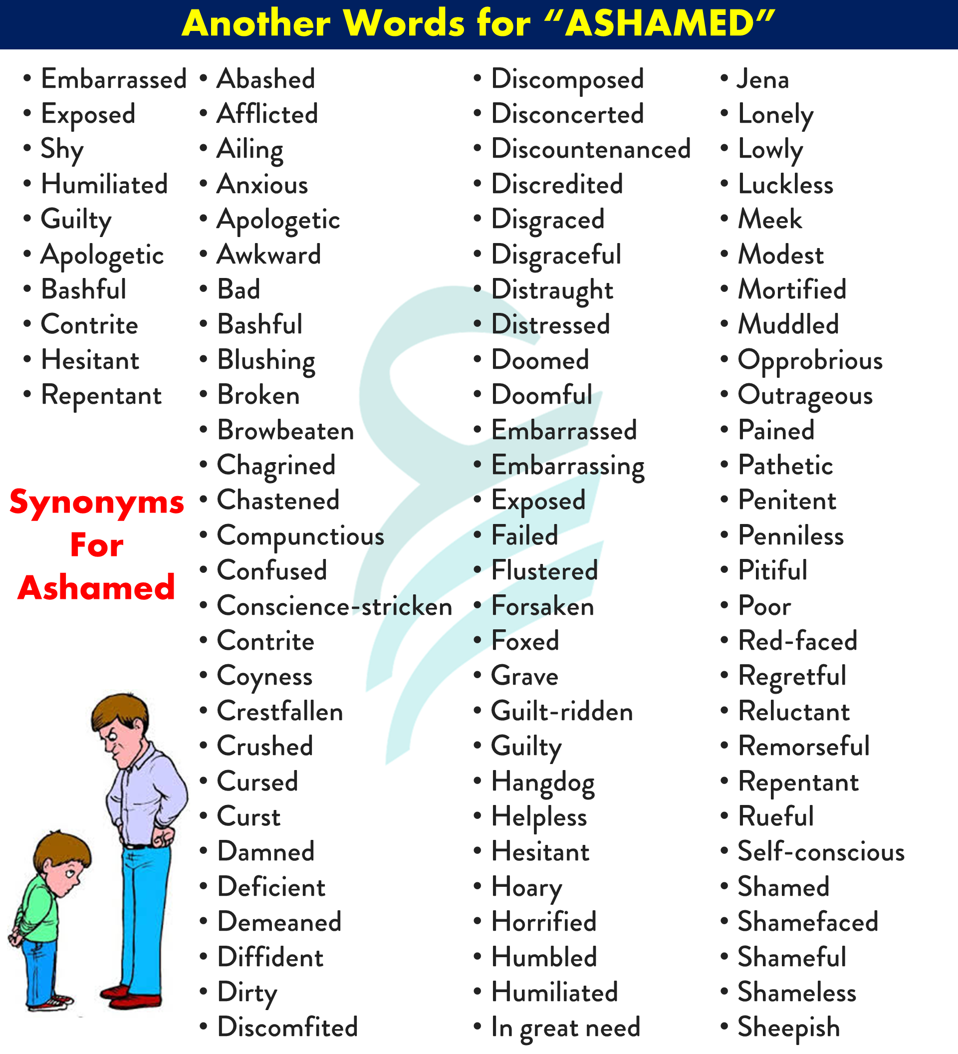 80+ Another Words For “Ashamed” In English | Synonyms