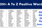 1000+ Positive Words List In English | A To Z English Words