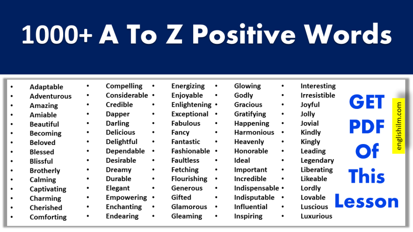 1000+ Positive Words List In English | A To Z English Words