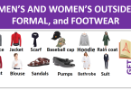 Men's Women's Outside, Formal, and Footwear | Pictures Vocabulary