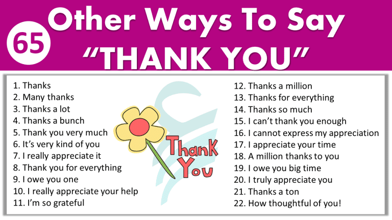 65+ Other Ways To Say "Thank You" | Thank You Synonyms