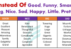 Instead of Big, Sad, Pretty, Good, Happy, Smart, Nice, Little, and Funny