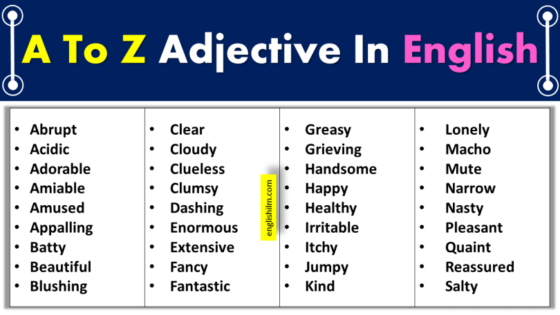 Adjective Usage and List Of Examples In English Grammar