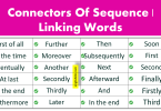 Connectors of Sequence Words List In English | Linking Words