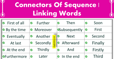 Connectors of Sequence Words List In English | Linking Words