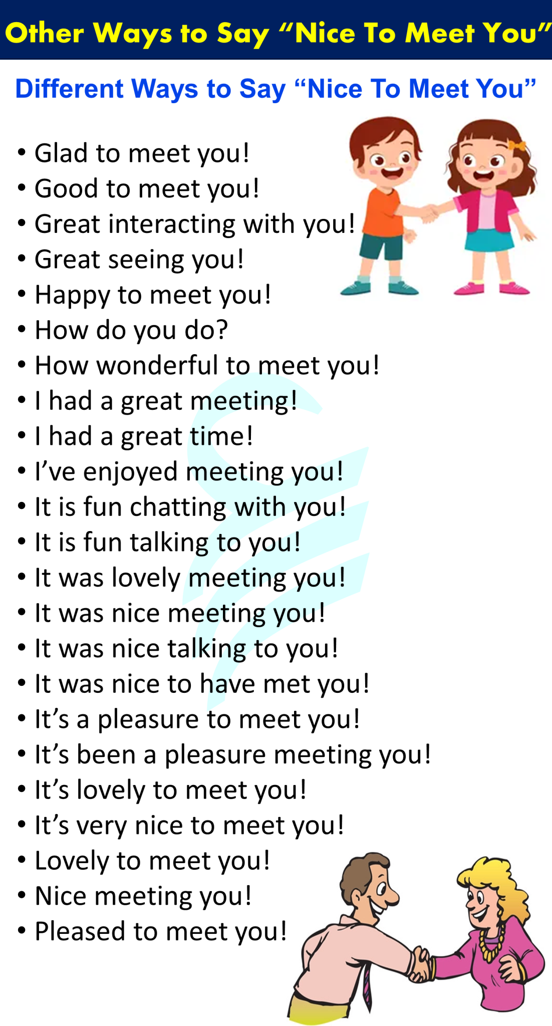 Other Ways To Say "Nice To Meet You" In English | 30 Ways