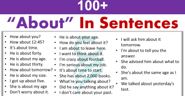 Sentences Using The Word "About" | "About" In a Sentence