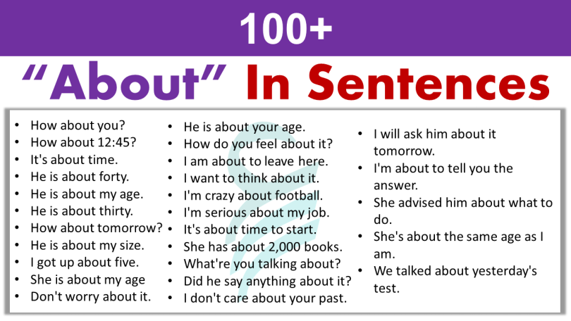 Sentences Using The Word "About" | "About" In a Sentence