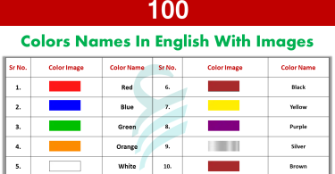 100 Colors Names In English | A To Z Colors Names List