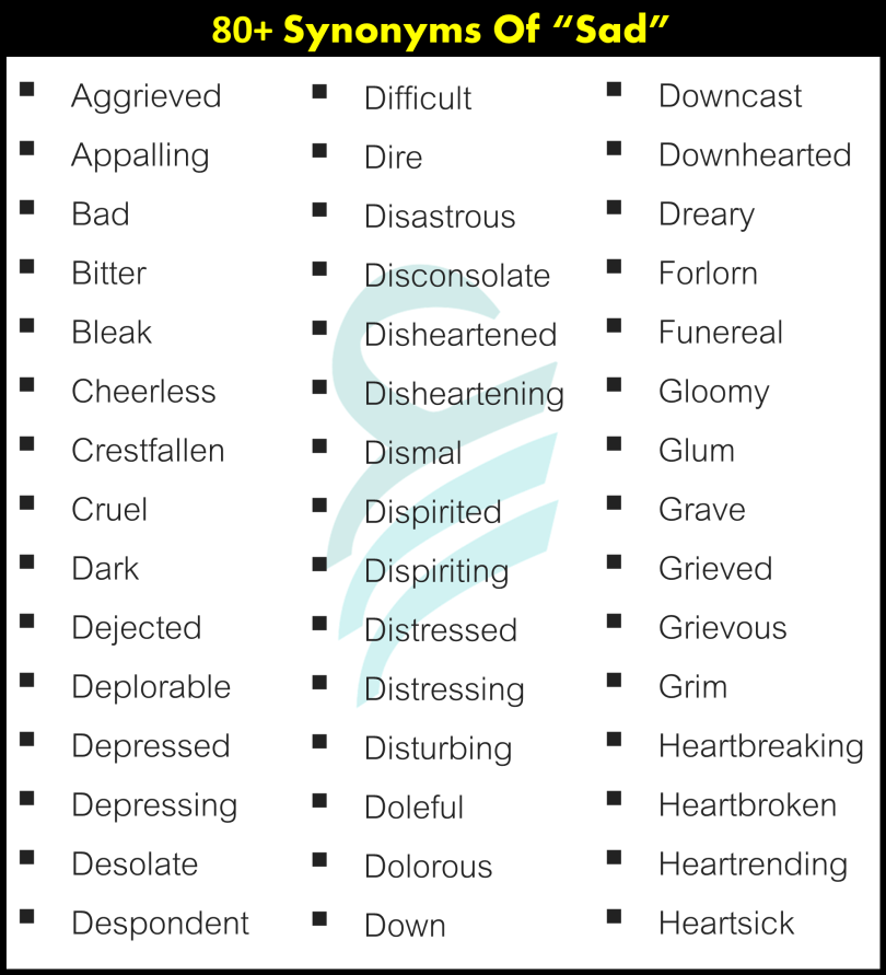 Another Words For “Sad” In English | 80+ Synonyms Of Sad • Englishilm