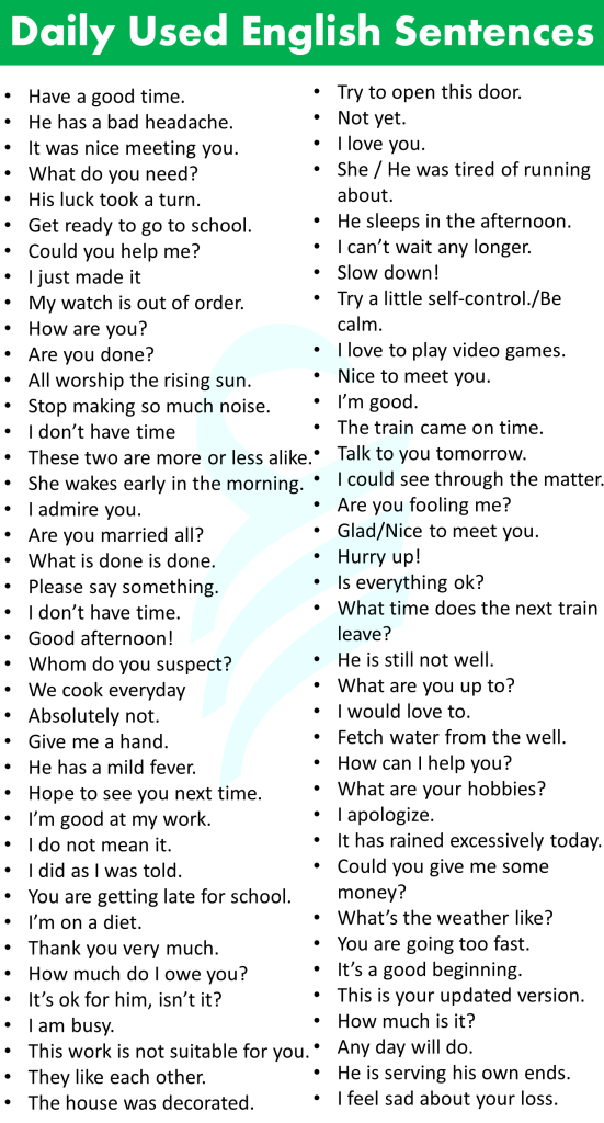 700+ Daily Used Sentences In English | Download PDF • Englishilm