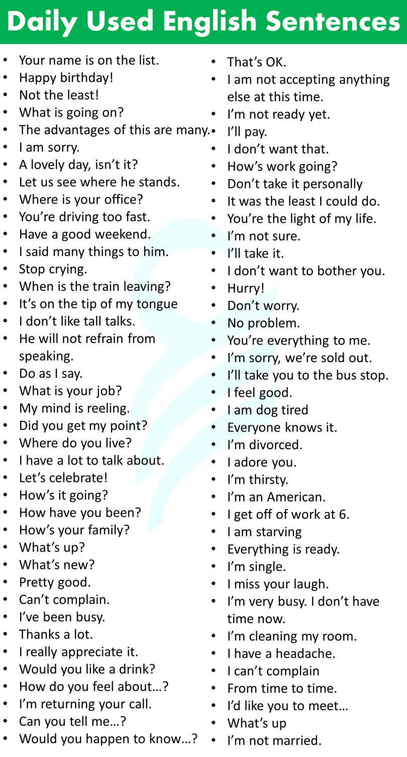 700+ Daily Used Sentences In English | Download PDF • Englishilm