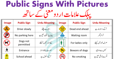 Signs Used at Public Places in English With Urdu