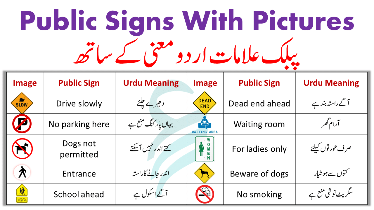 Urdu Sign Signs Used at Public Places in English With Urdu • Englishilm