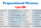 Common Used Prepositional Phrases-IN in English