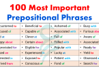 100 Most Important Prepositional Phrases List In English