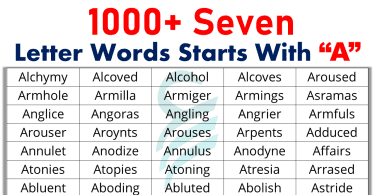 Seven (7) Letter Words Starts With "A" In English | PDF Book