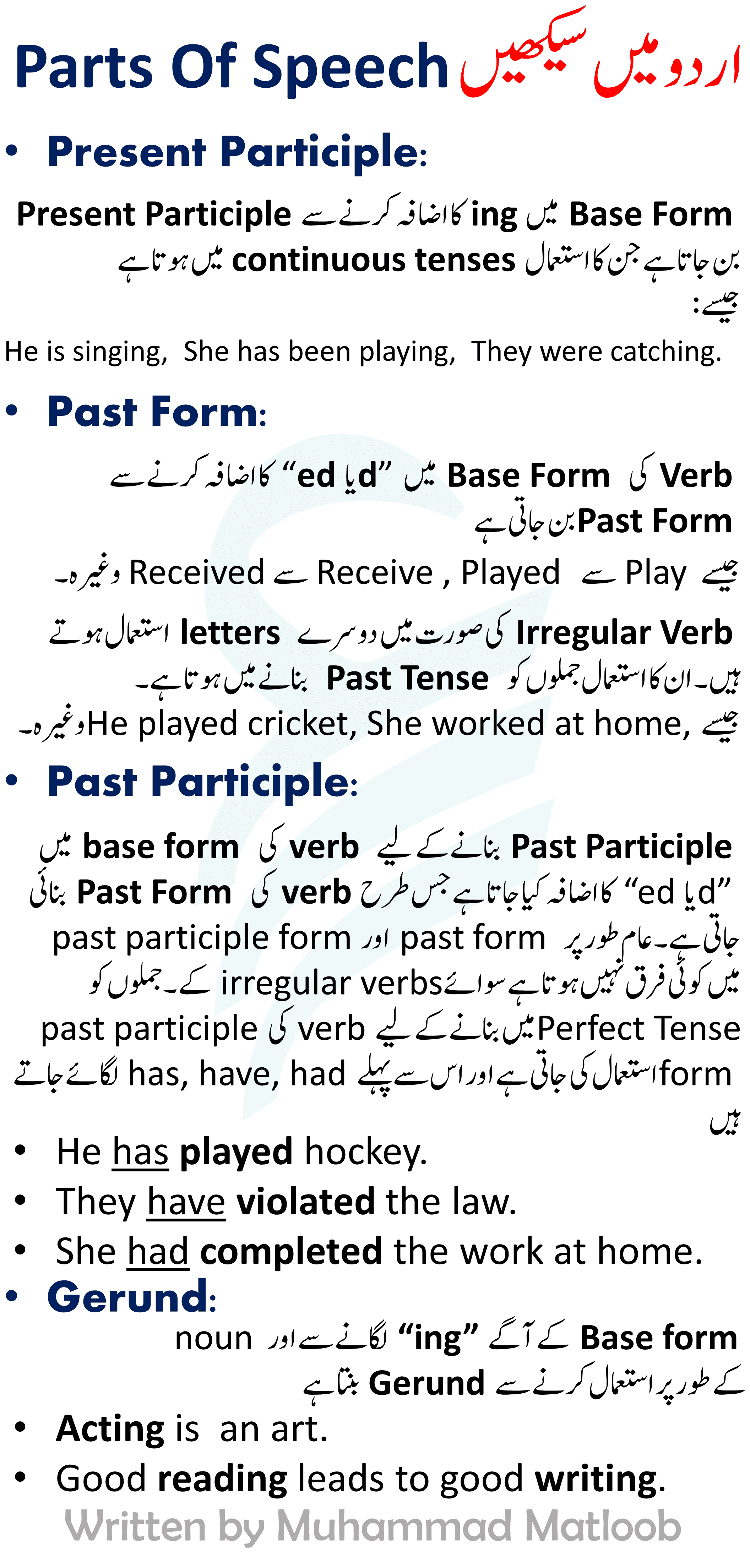 Verb Definition, Kinds of Verb In English and Urdu Explanation