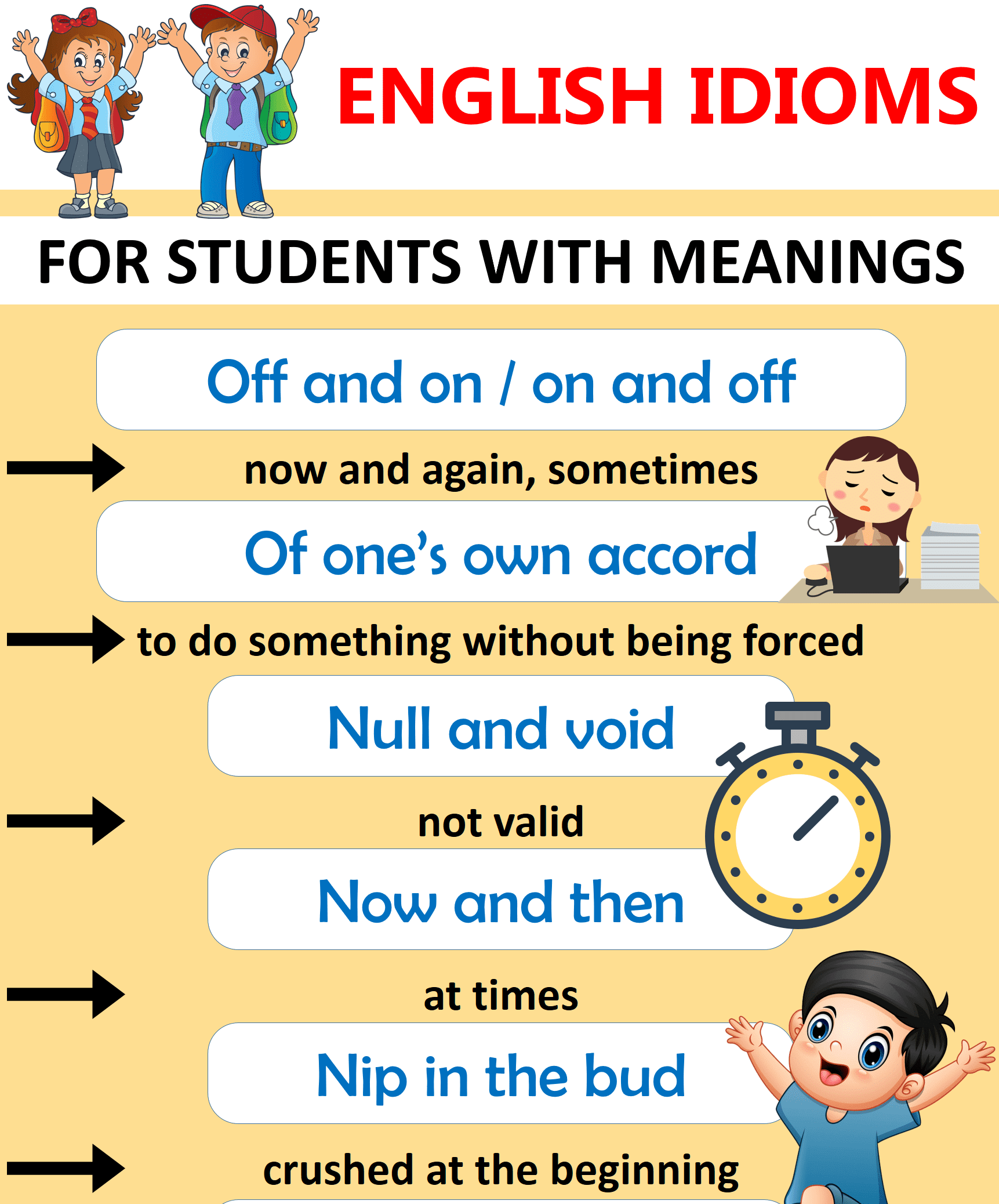 Idioms For Students With Meanings & Examples Phrases