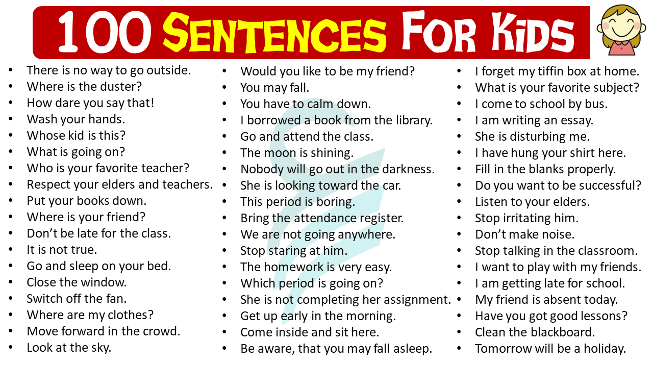 100 Basic and Simple English Sentences for Kids