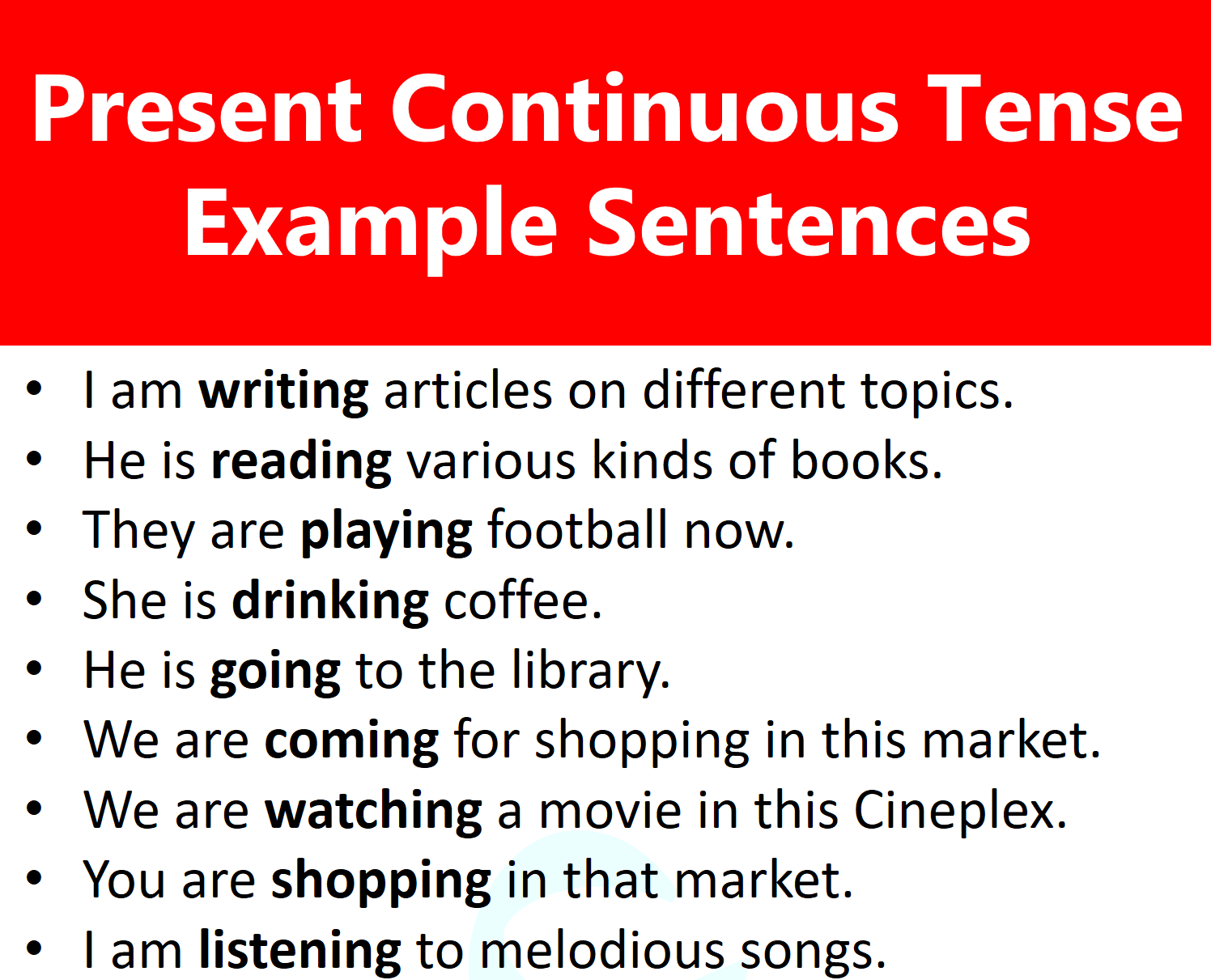 70+ Example Sentences Of Present Continuous Tense in English