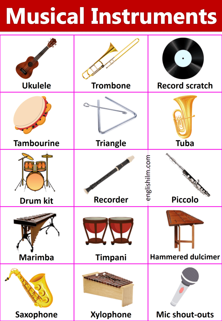 Names of The Musical Instruments with Images English ilm