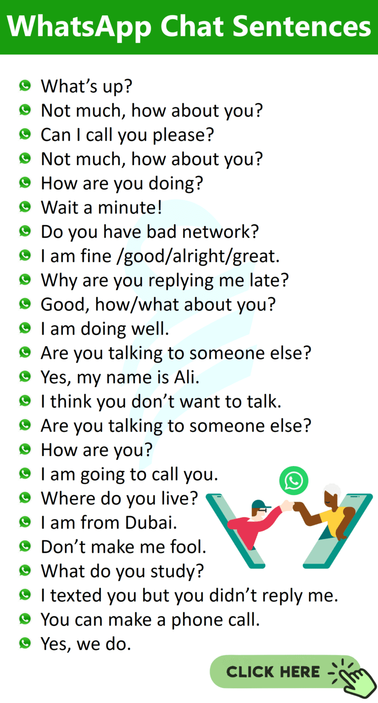 WhatsApp Conversation Sentences | 50+ Sentences In English