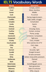 1000+ IELTS Vocabulary Words With Synonyms In English