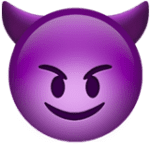 Smiling face with horns