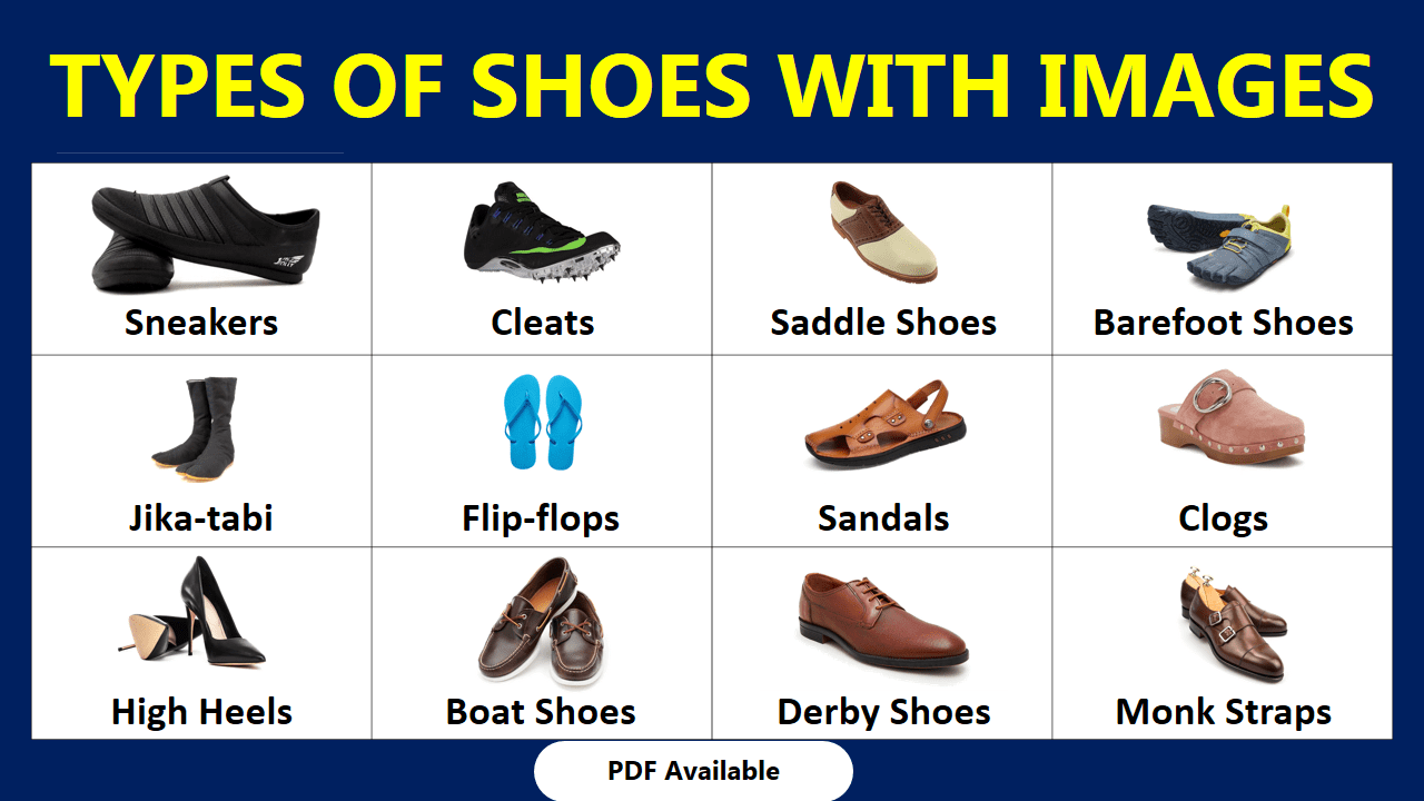 Types of Shoes | Shoes Names In English with Images • Englishilm