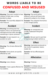 Most Commonly Misused English Words and Phrases • Englishilm
