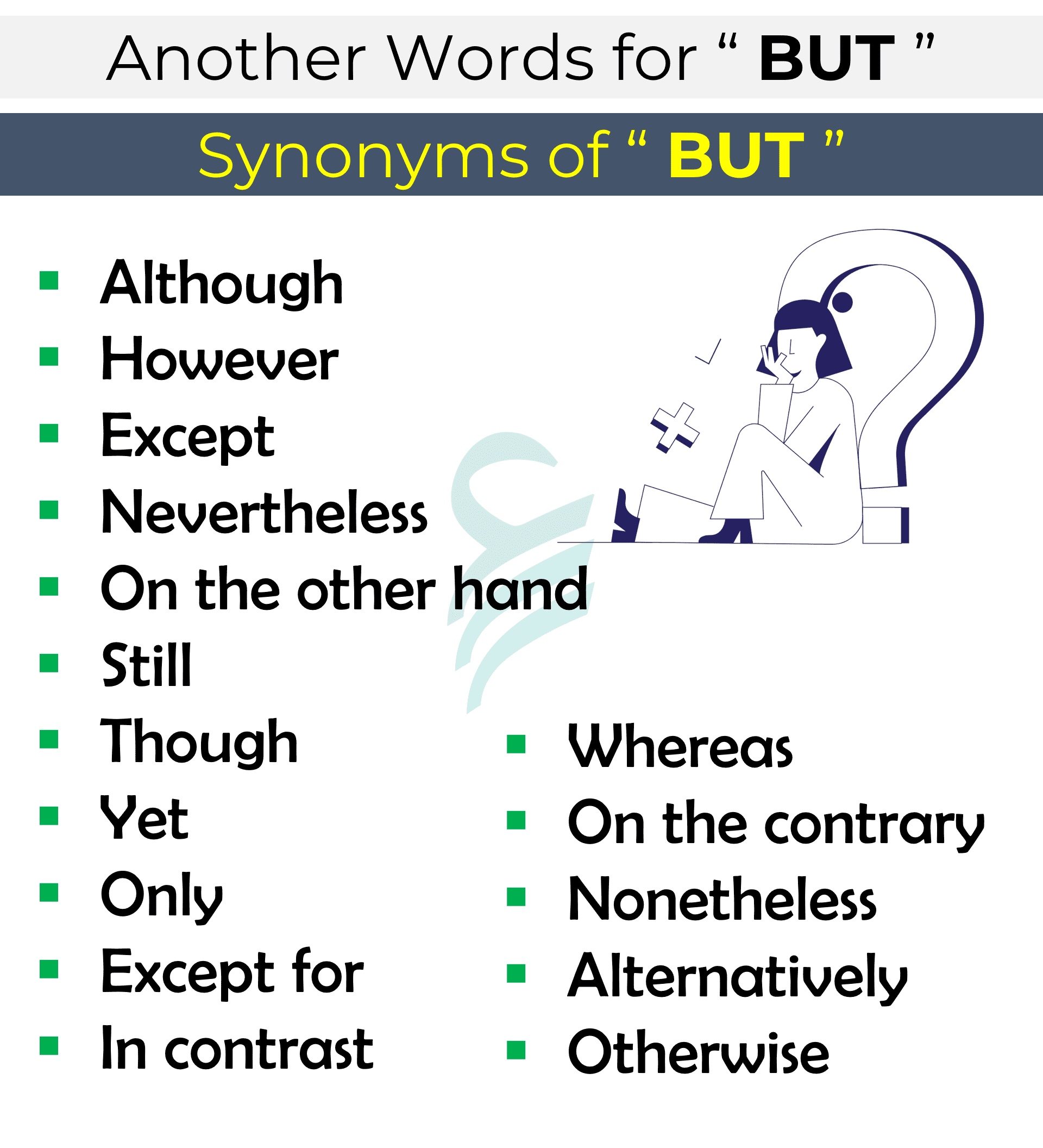 Synonyms of "BUT" in English | Other words for "But"