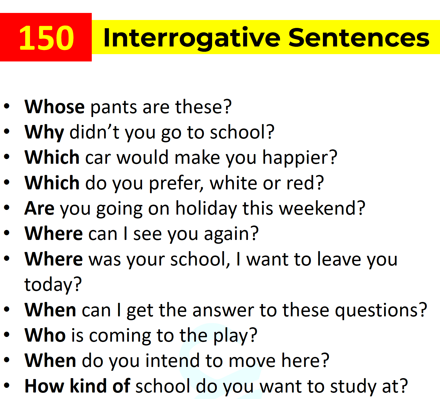 150 Interrogative Example Sentences In English • Englishilm 