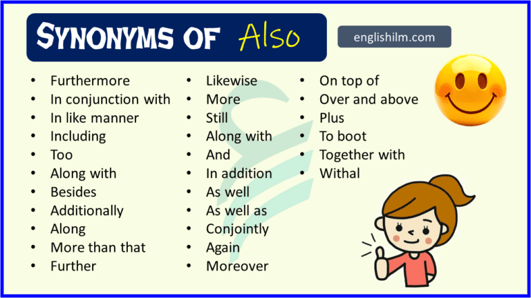Synonyms of Also in English with Example Sentences