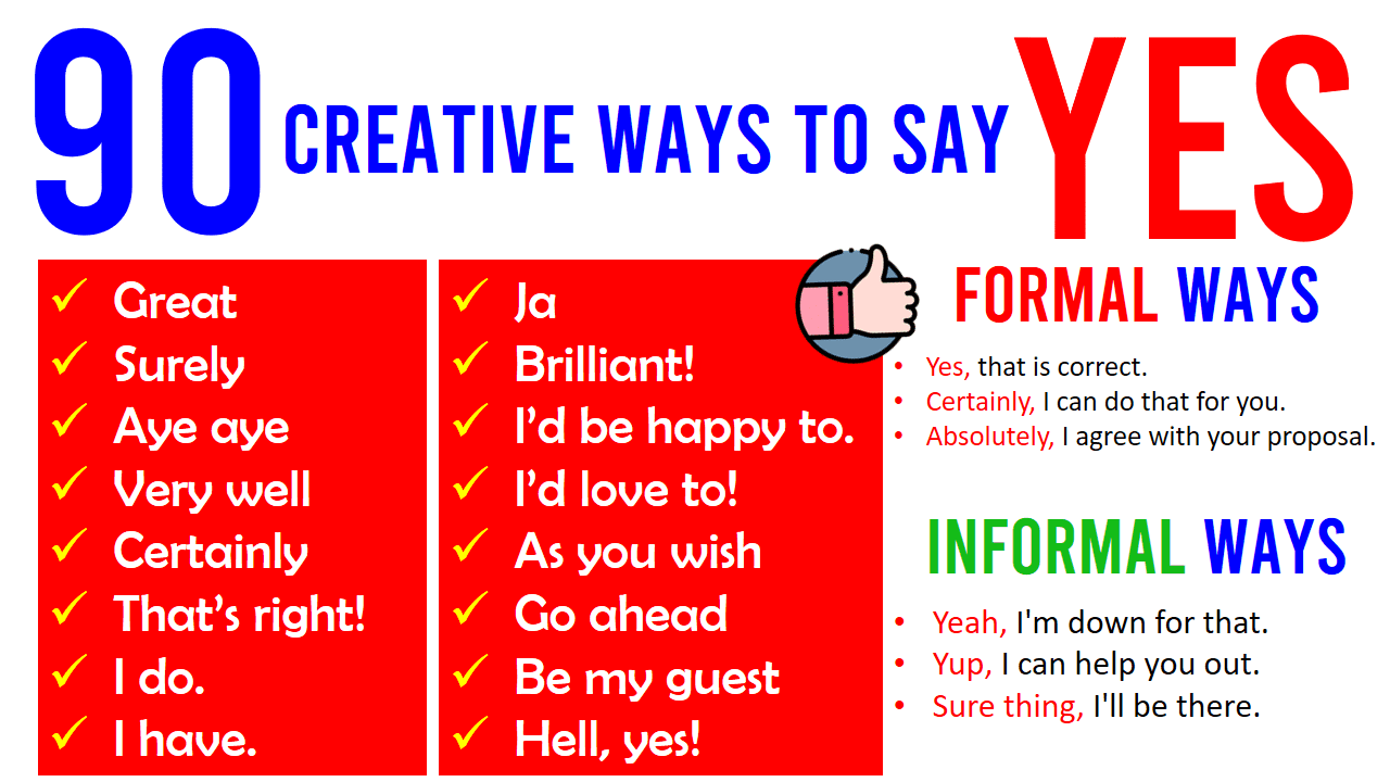 Other Ways To Say Yes In English 90 Creative Ways To Say Yes Other Ways To Say Yes In English 90 Creative Ways To Say Yes