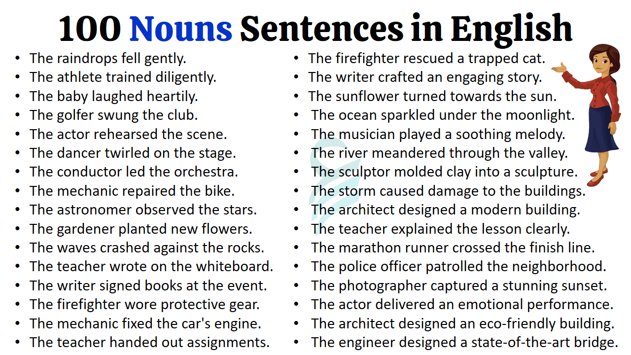 100 Examples of Nouns Sentences in English | Nouns Sentences