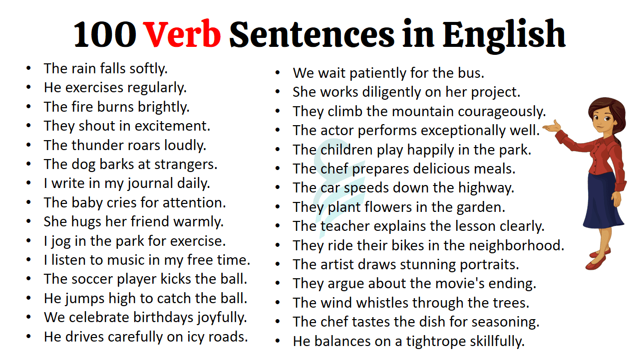 100 Examples of Verbs Used in Sentences | Verb Examples